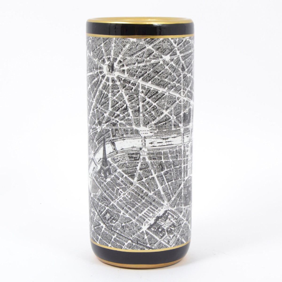 Porte parapluie / vase STRADA motif carte/rue H 45cm