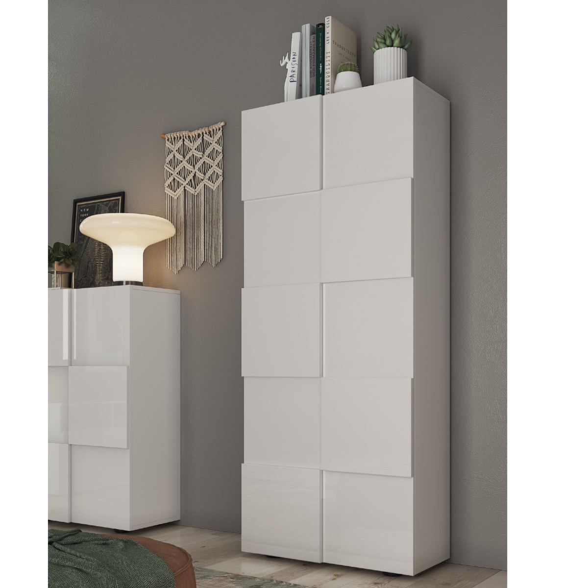 Armoire design laqué blanc 2 portes MADO