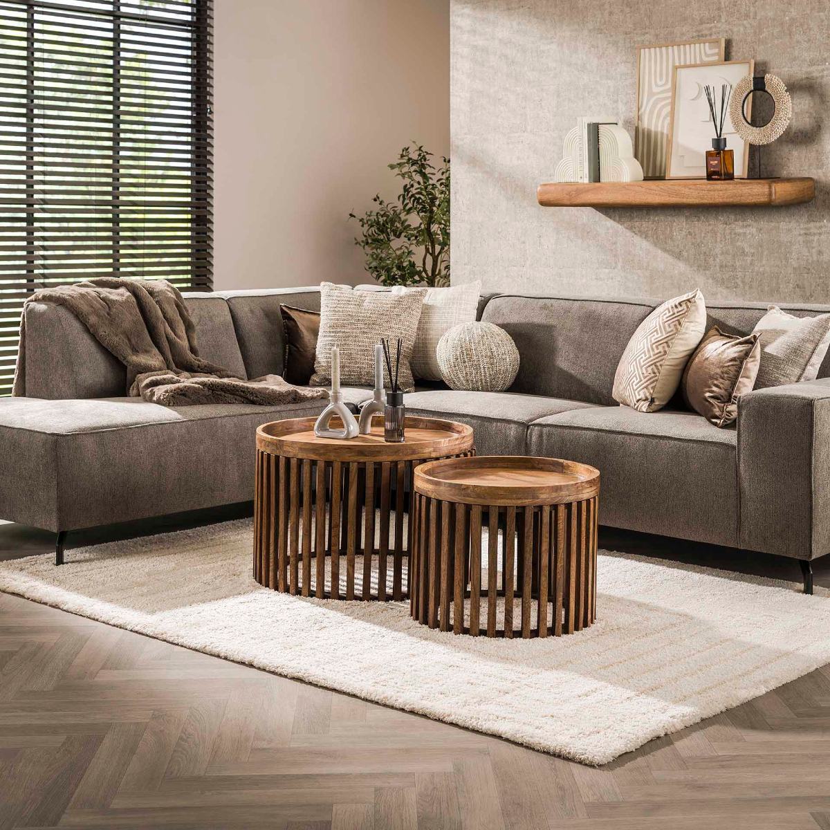 Table basse en bois avec plateau amovible ATEKA (lot de 2)