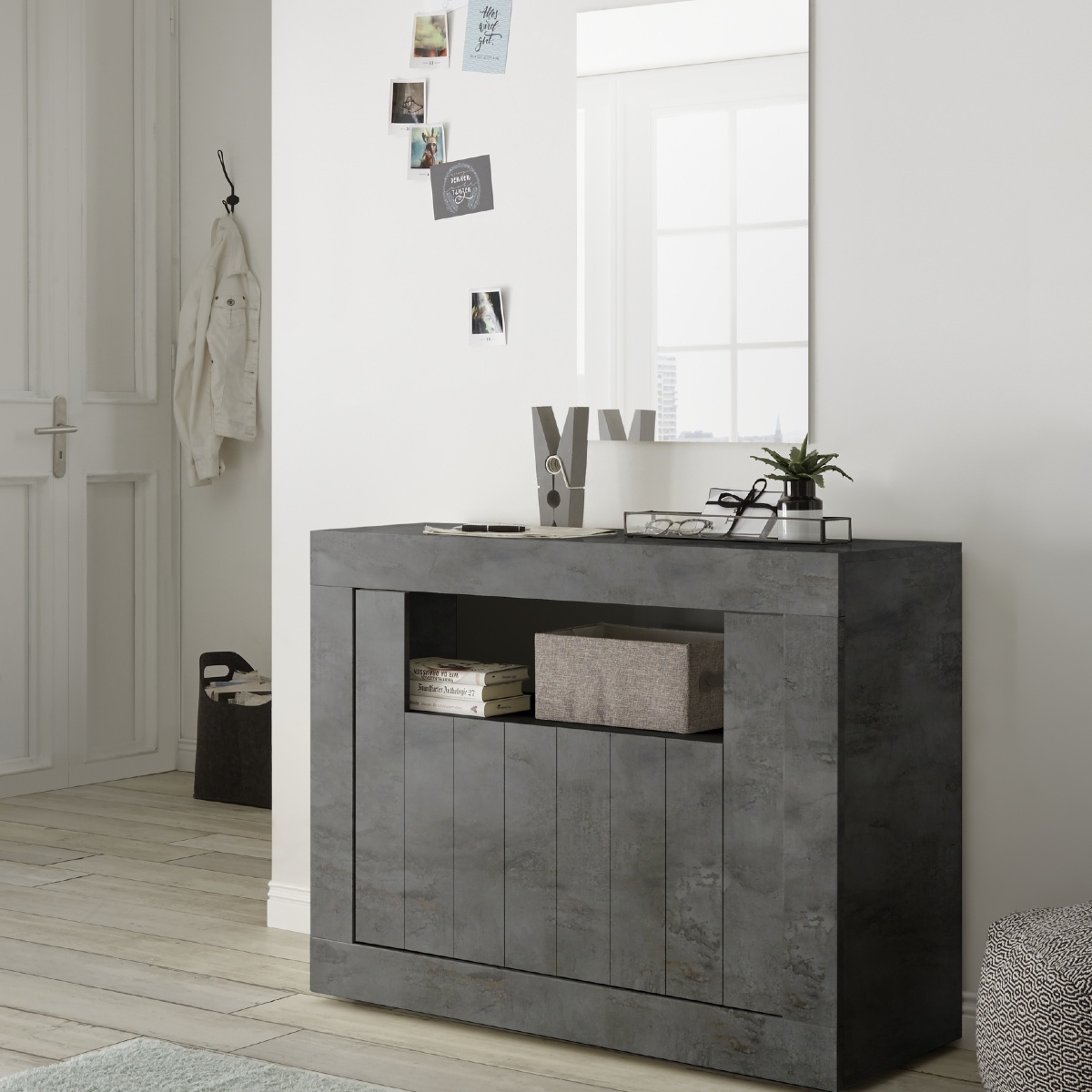 Buffet moderne gris oxyde 2 portes 110cm NIO