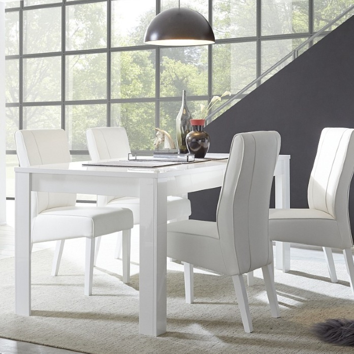 Table à manger design laqué blanc 180cm MADO