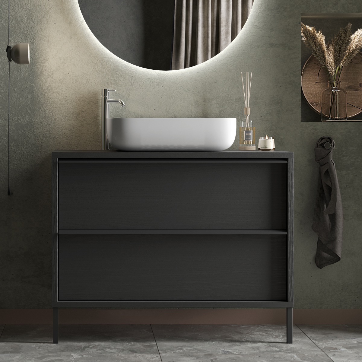 Meuble de salle de bain moderne avec vasque 105cm LOIS