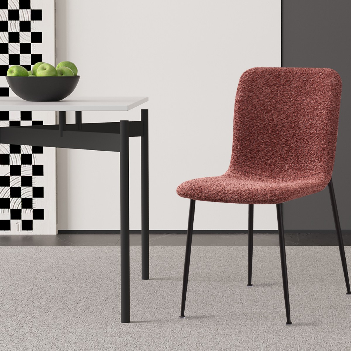 Chaise en tissu bouclé rose LICIA (lot de 2)