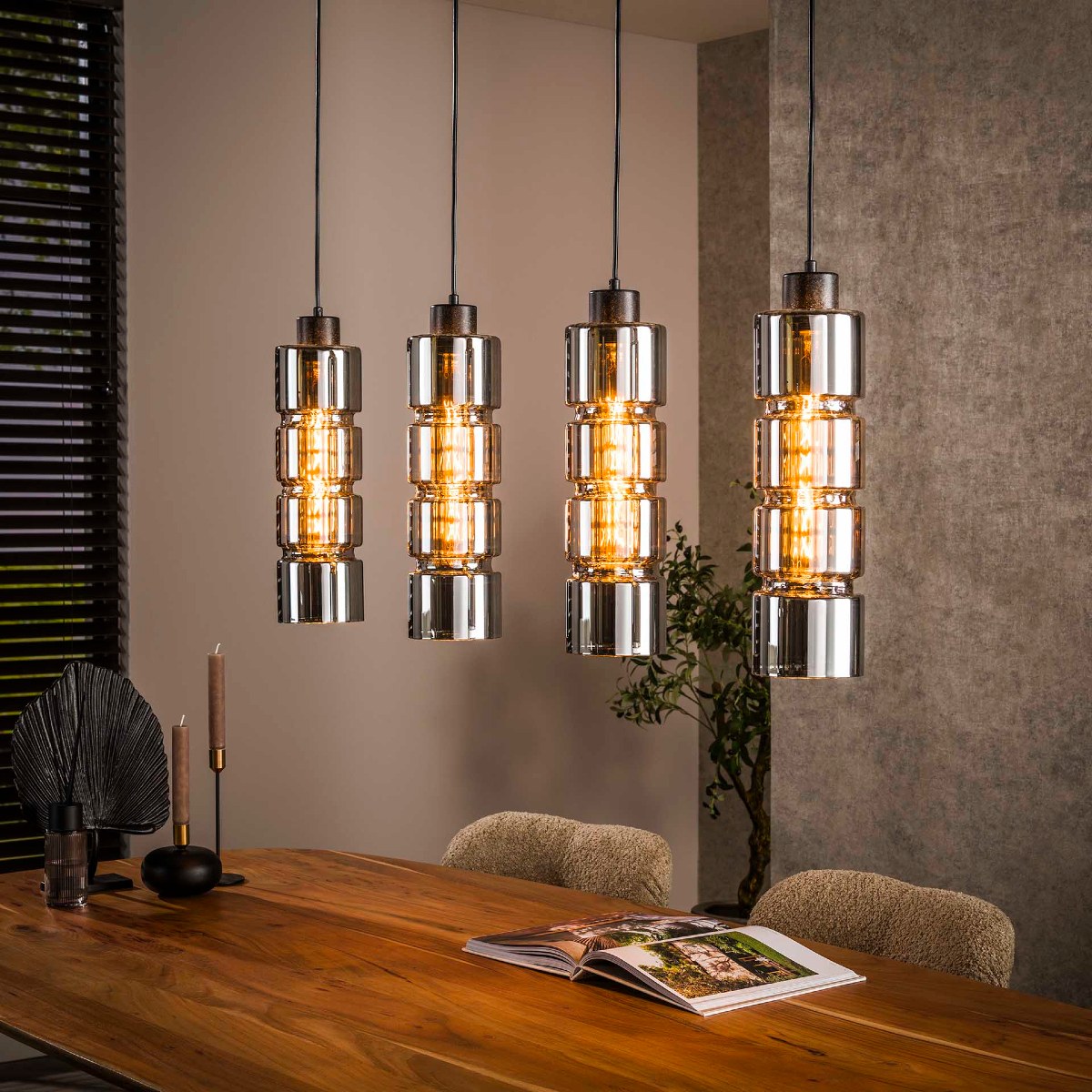 Luminaire suspension design en verre chromé LINOA