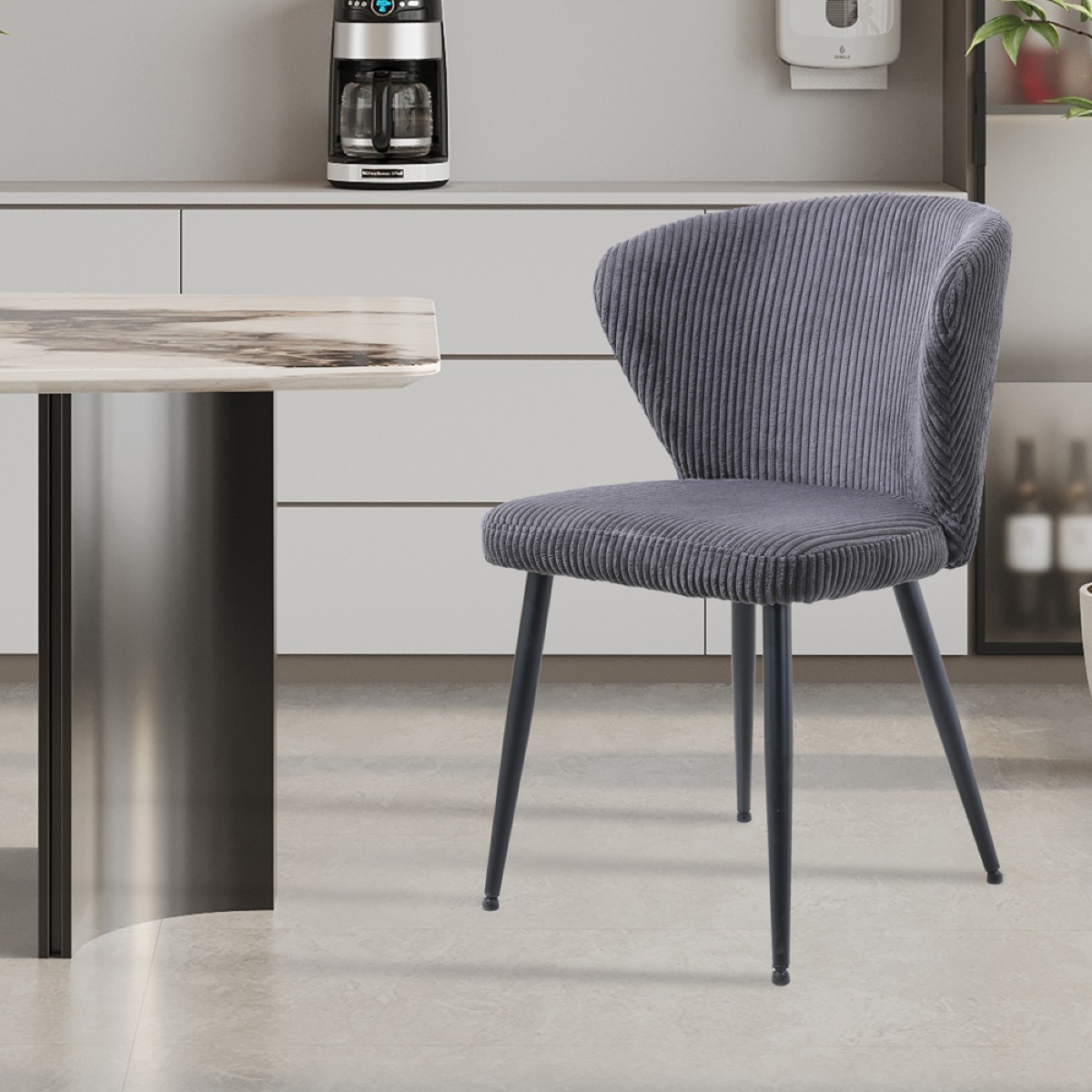 Chaise en velours côtelé gris DOROT (lot de 2)