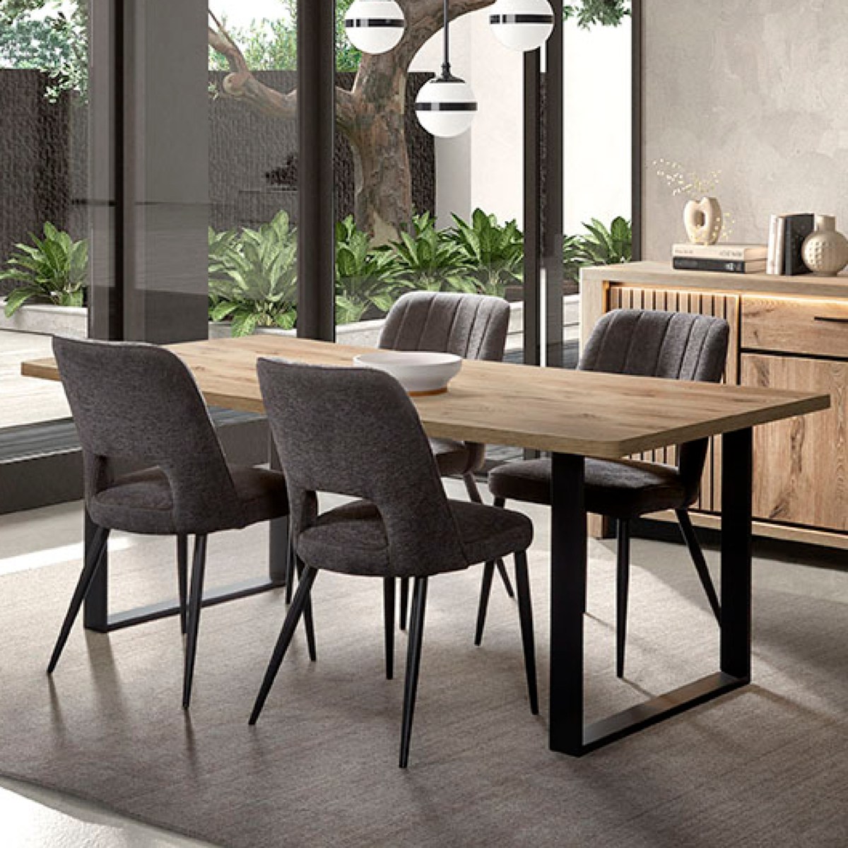 Table de repas 200cm avec piètement métal SANTORINI