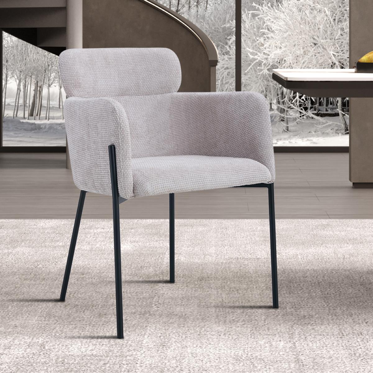 Chaise fauteuil en tissu beige NOEMIE (lot de 2)