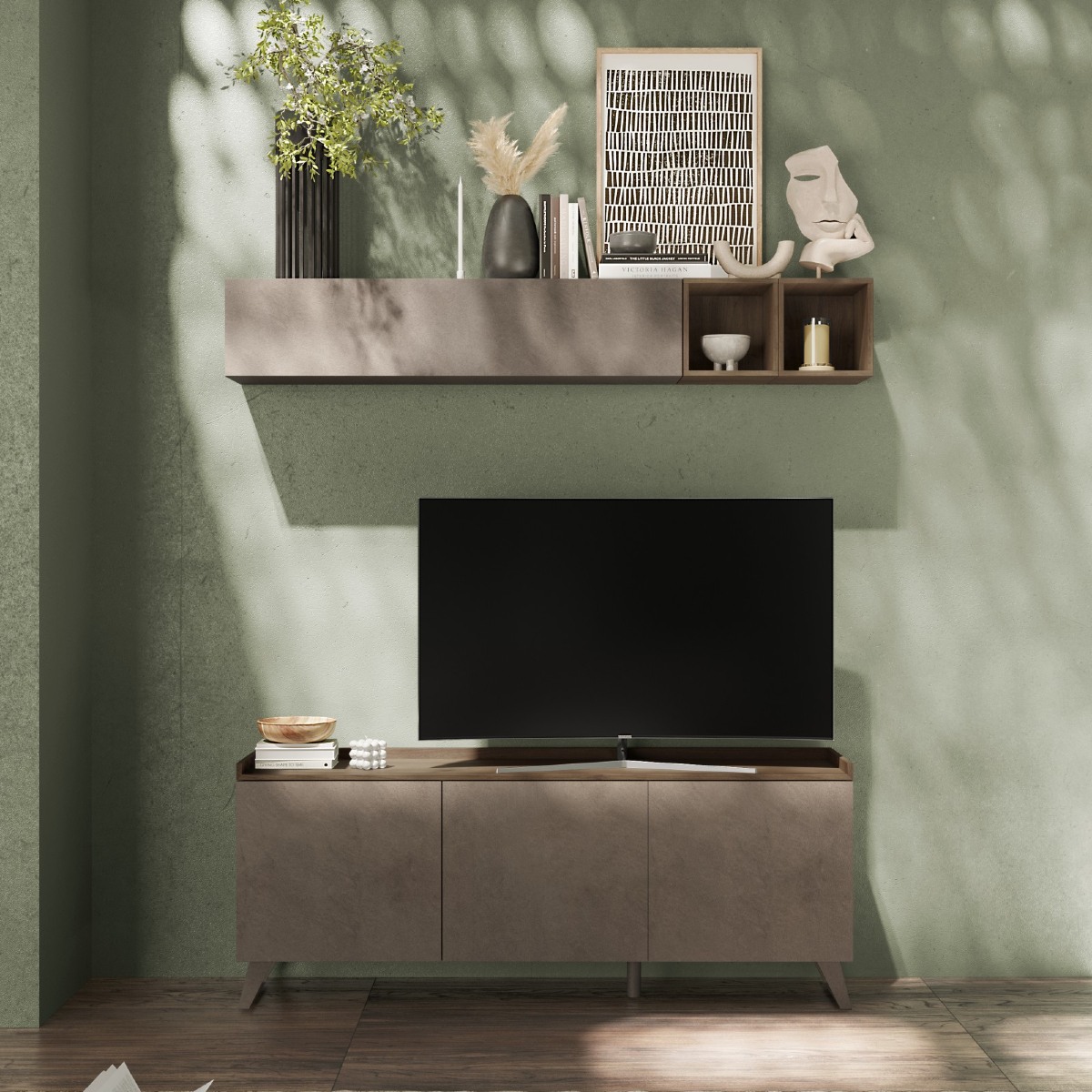 Meuble TV contemporain 180cm 3 portes RADOST