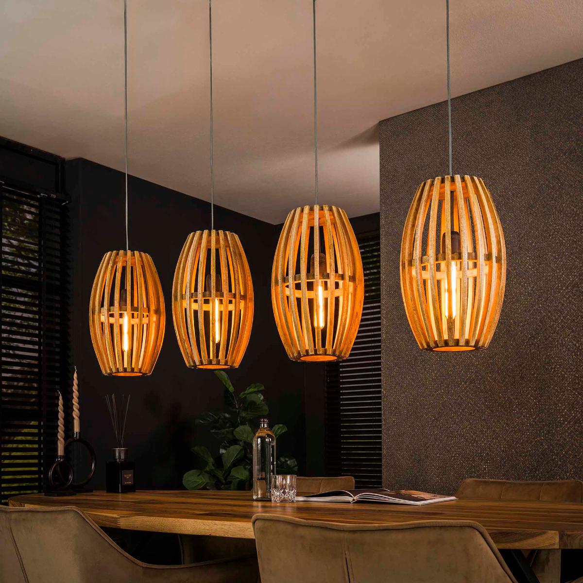 Luminaire suspension en bois naturel TIBOR