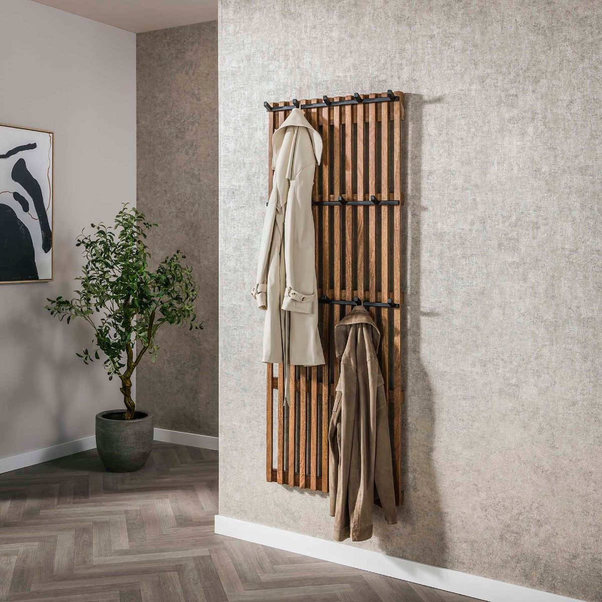 Portemanteau en bois massif TABATA 14 crochets haut