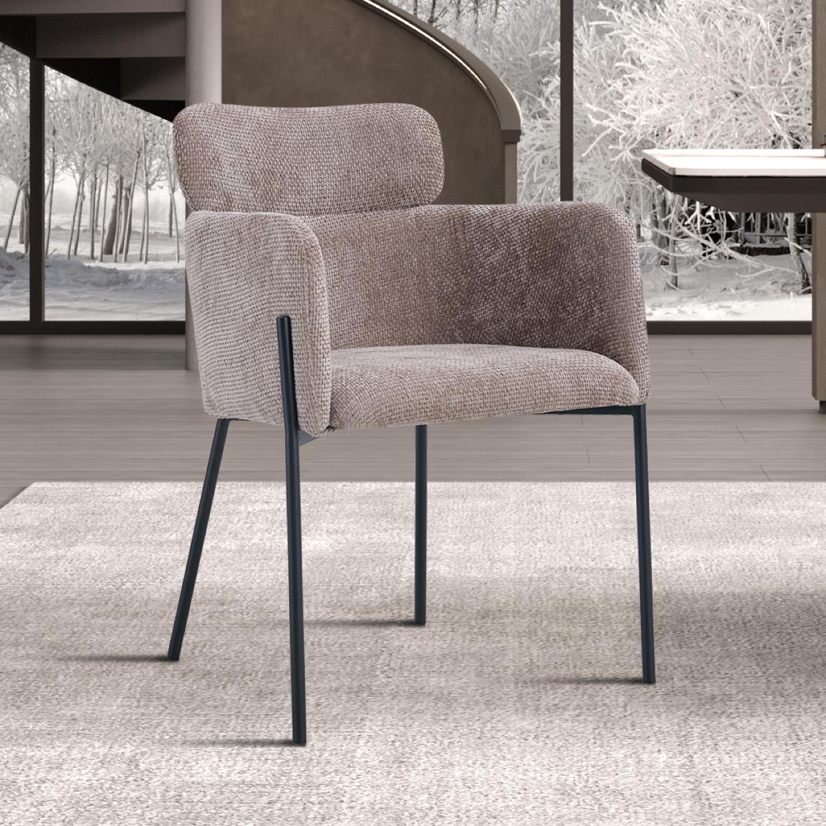 Chaise fauteuil en tissu taupe NOEMIE (lot de 2)