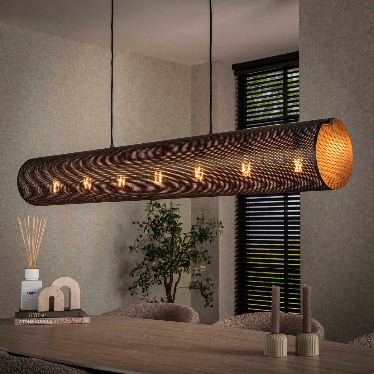 Luminaire suspension tube en métal 7 lampes TEO
