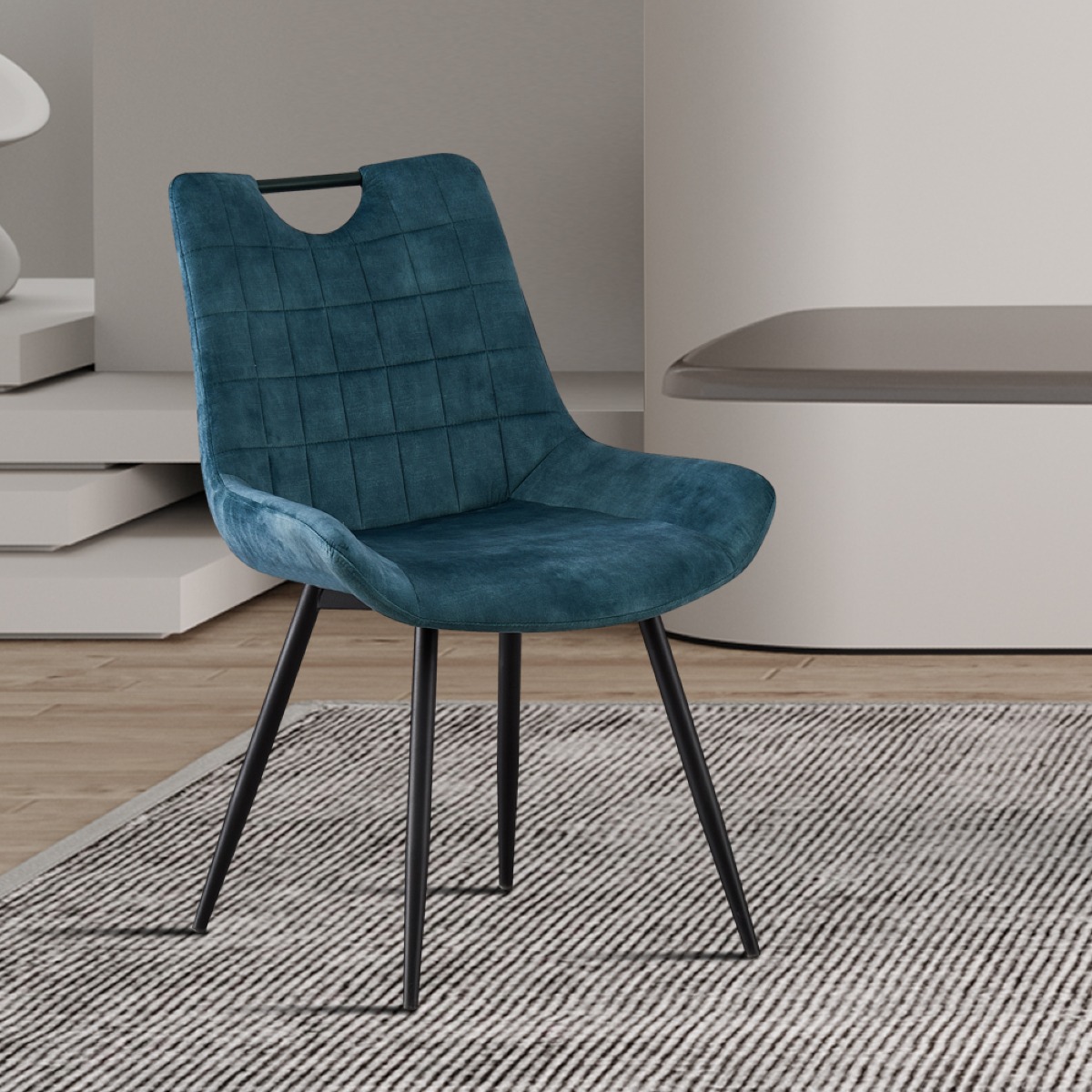 Chaise en velours bleu MARINA (lot de 2)