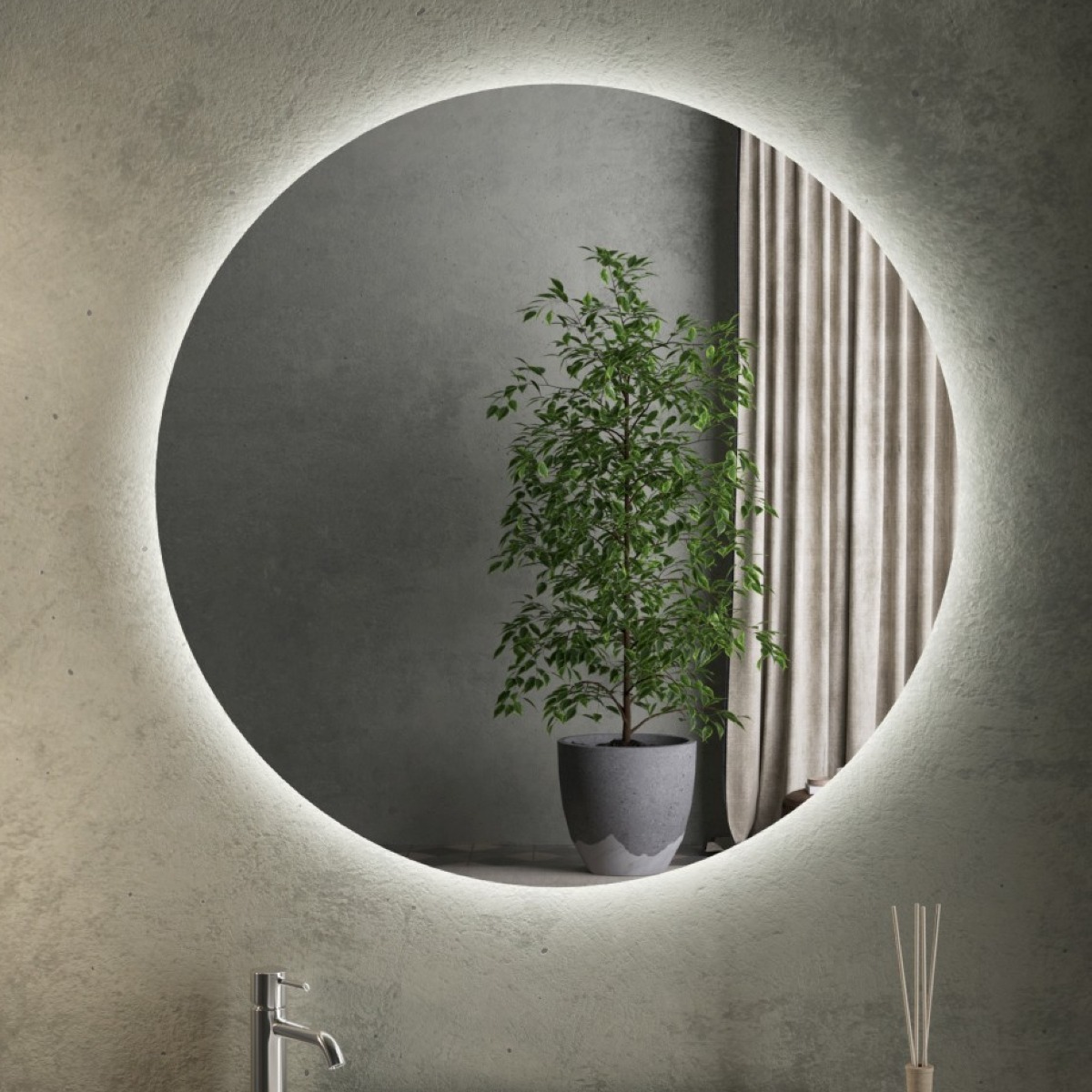 Miroir lumineux rond salle de bain Diamètre 80cm MIRO