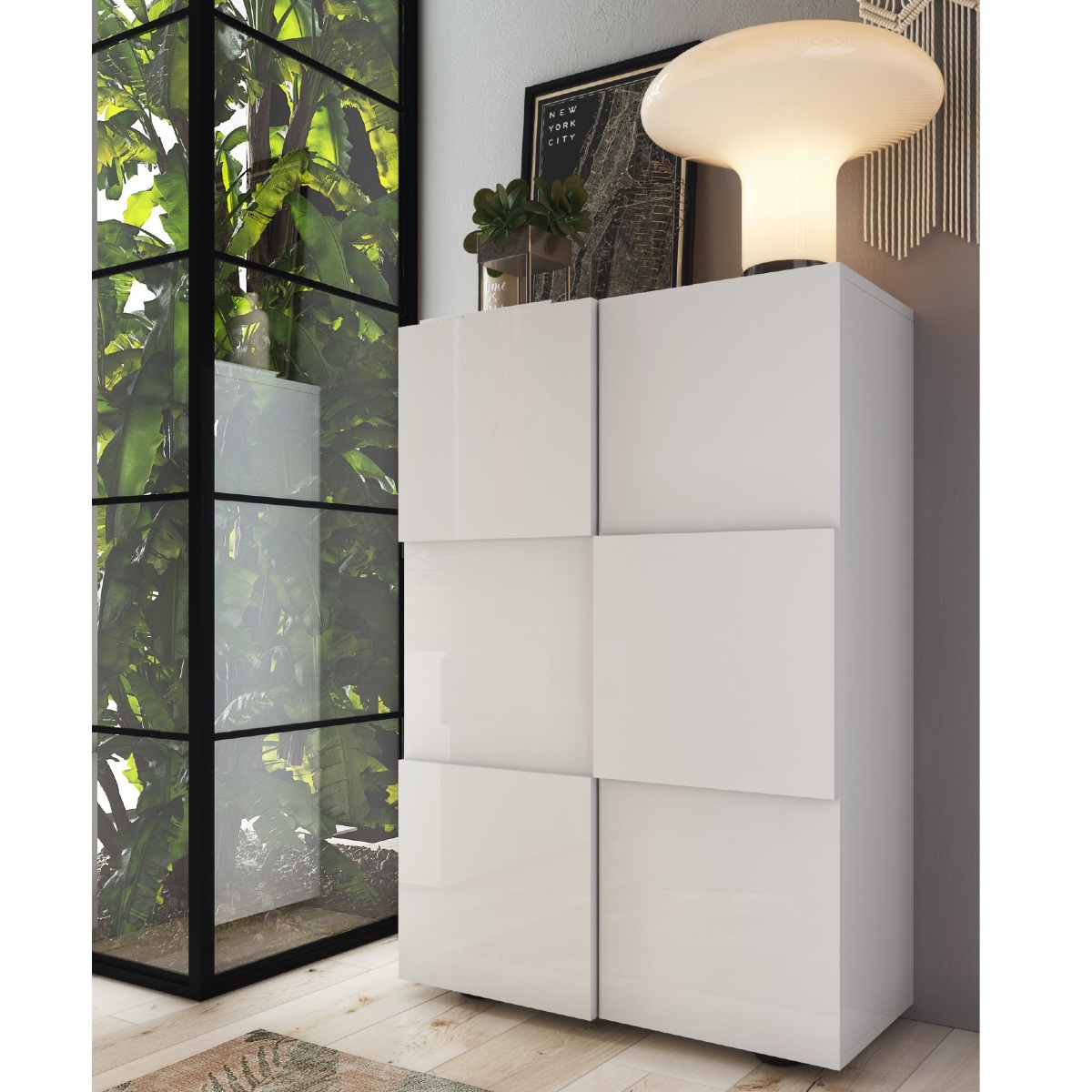 Meuble à chaussures moderne laqué blanc MADO