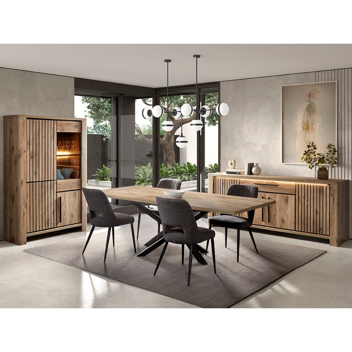 Salle à manger complète avec led contemporaine SANTORINI