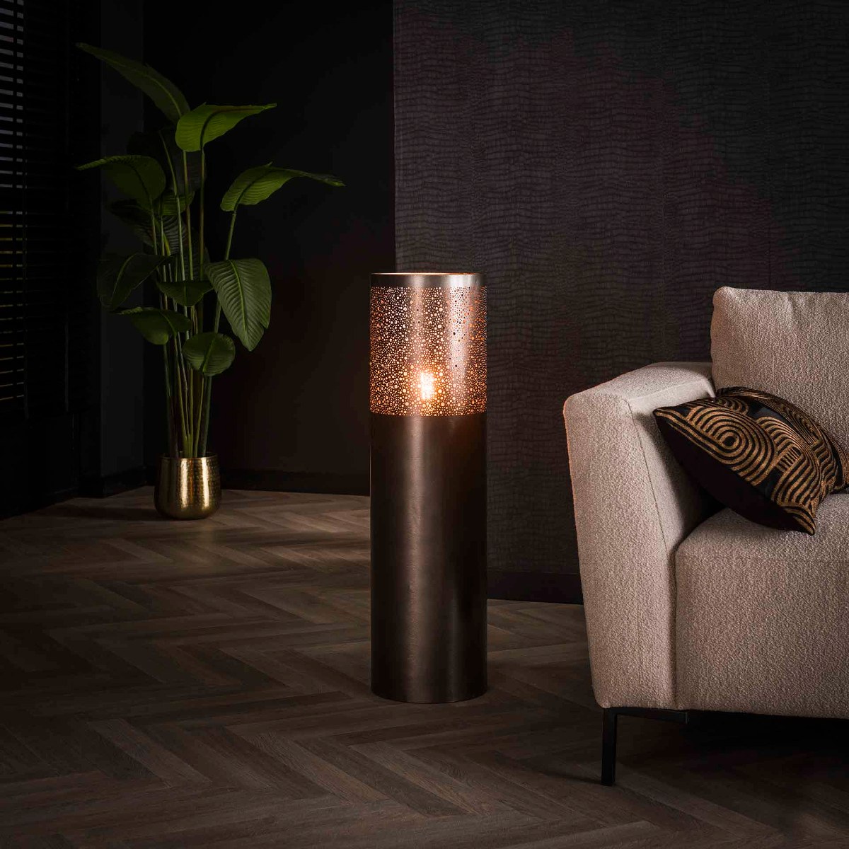 Lampadaire colonne en métal H90cm DARIUS