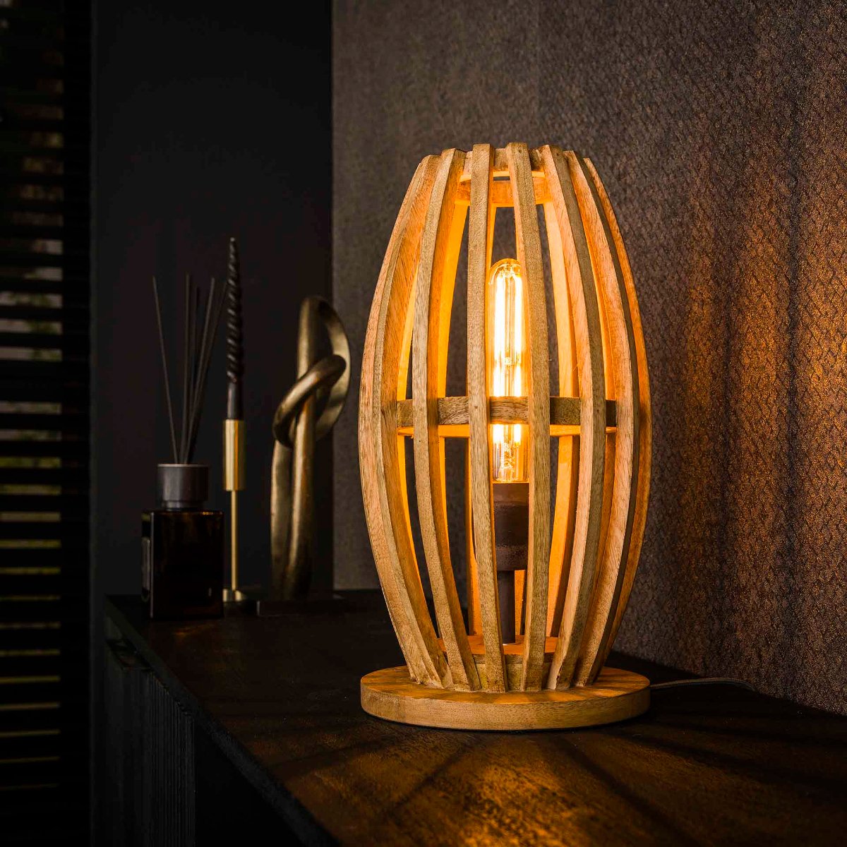 Lampe à poser en bois naturel TIBOR