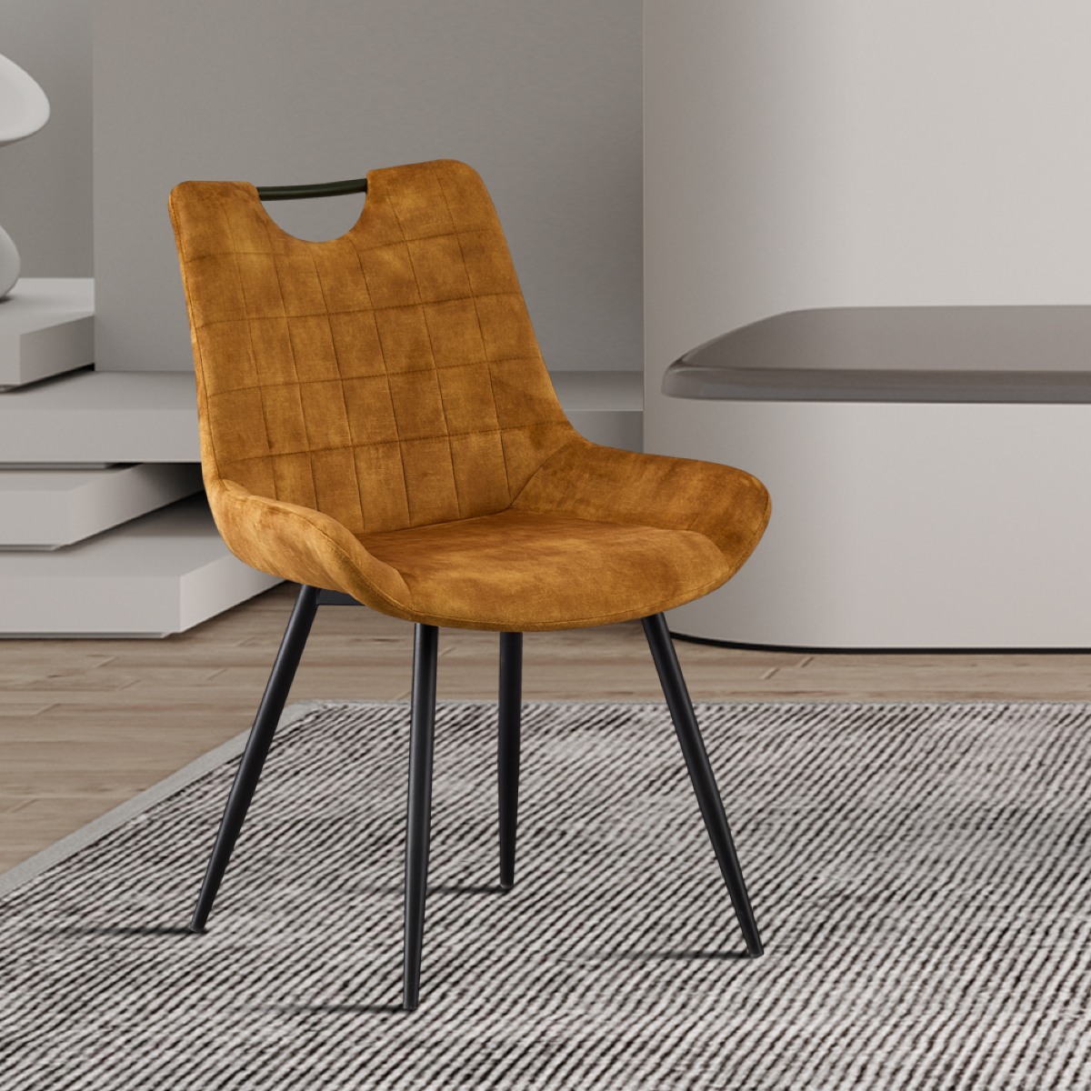 Chaise en velours jaune - gold MARINA (lot de 2)