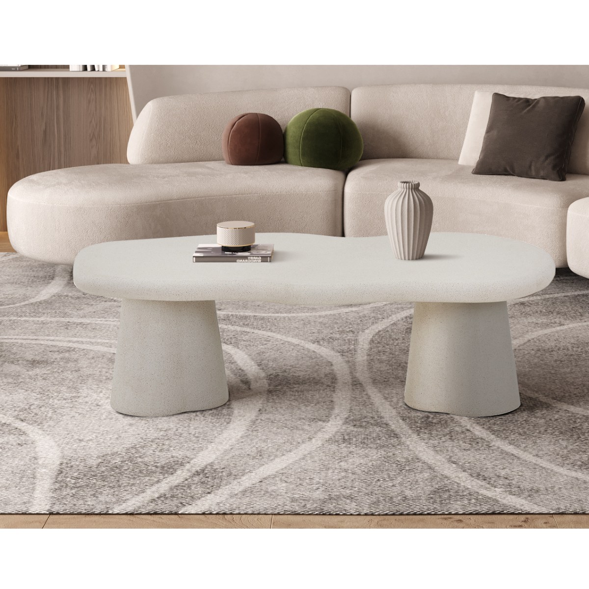 Table basse organique en fibre de ciment 130cm ORKA