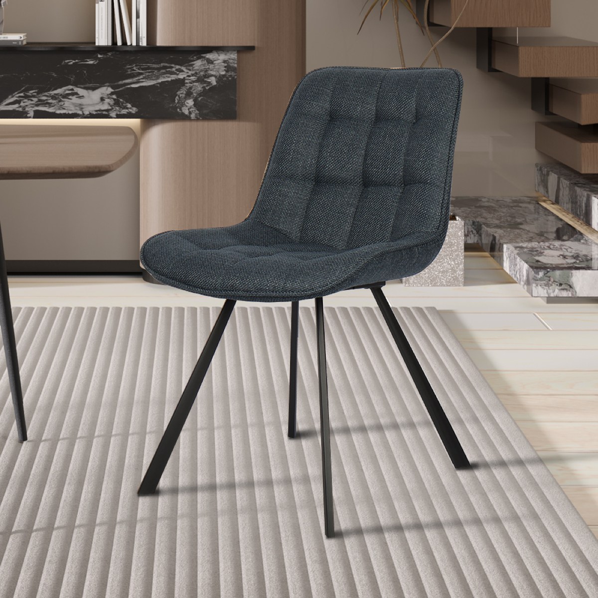 Chaise en tissu bleu BARIA (lot de 2)