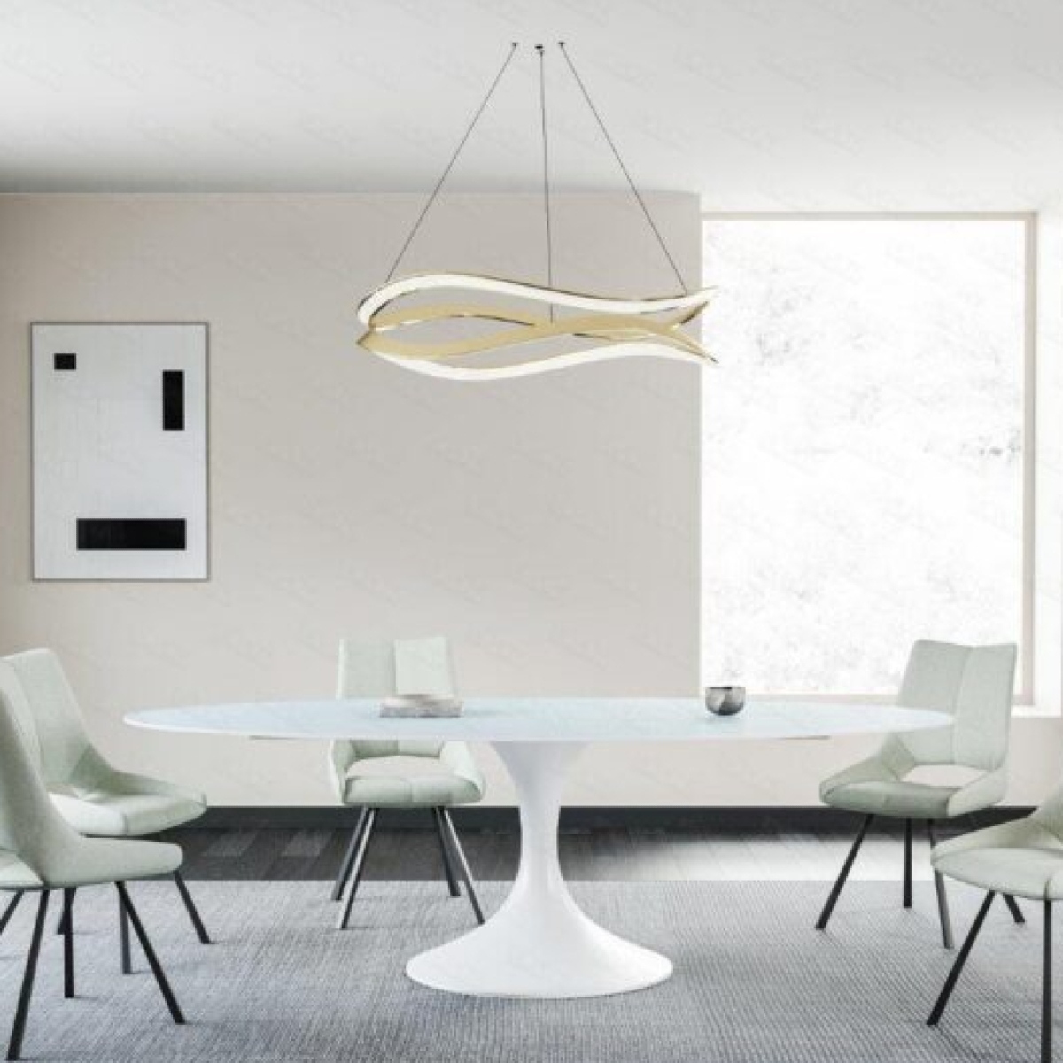 Grande table à manger forme organique 280cm CALISIA couleur blanc