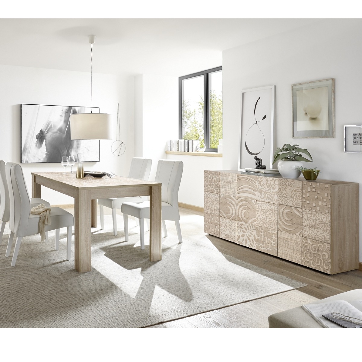 Salle à manger complète moderne en bois SARA 2