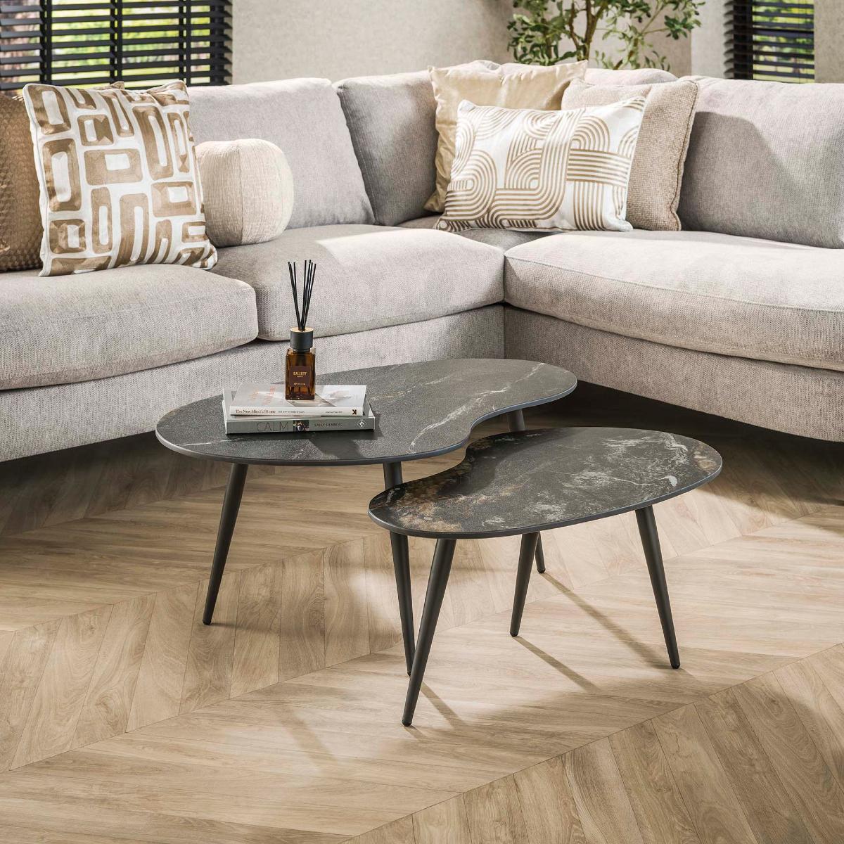 Table basse gigogne en céramique FAUSTINE (lot de 2)